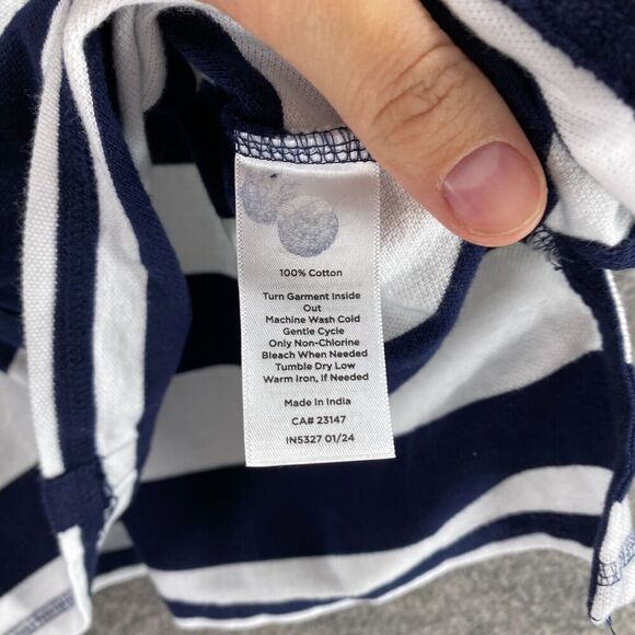 5/$45 Talbots T-Shirt Women M Medium White Striped V-Neck Short Sleeve Cotton - Picture 6 of 9